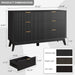 GRAINELL 49.6'' Modern Wooden Dresser with 6 Drawers for Bedroom, (Black)