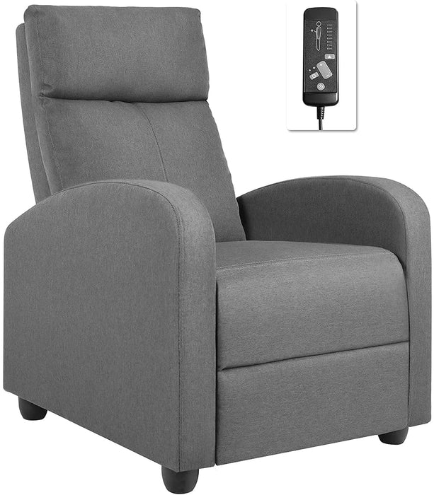 Fabric Massage Chair Adjustable Reclining Chairs Home Theater Sofa Modern Recliners, Gray