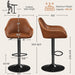 Yaheetech Bar Stools Set of 4, Adjustable Swivel PU Leather, Retro Brown | Counter Height Barstools with Padded Backrest & Armrests, 300 Lb Weight Capacity, Easy Assembly, Home Kitchen, Dining Room