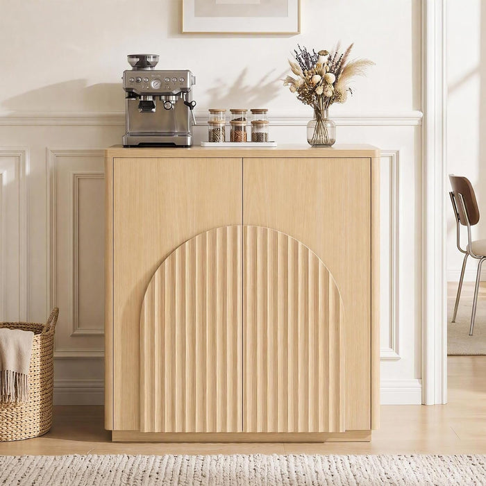 CHITA Sideboard Buffet Cabinet with Storage, Small Storage Cabinet with Doors and Shelves for Living Room Accent, Bar, Kitchen, Oak