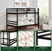 Twin over Twin Bunk Bed for Kids, Solid Wood Bunk Bed Frame with 13" High Guardrails and Ladder, 400 Lbs Capacity Total, 11.9" Under-Bed Storage, No Box Spring Needed, Black