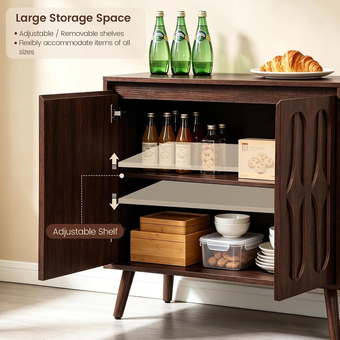 Dark Walnut 94.5In Wide MidCentury Modern Sideboard