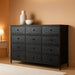 Black Dresser, Dresser for Bedroom with 13 Storage Drawers, Dressers & Chests of Drawers for 55" TV, Black Dresser for Bedroom, Long Dresser for Closet, Entryway