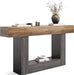 63 Inches Long Console Table, 2-Tier Farmhouse Sofa Table behind Couch, Large Narrow Entryway Table for Living Room, Wooden Hallway Foyer Table with Heavy Duty Base, Rustic Brown and Grey