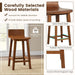 24.5" Bar Stools Set of 2, Counter Height Bar Stools W/Low Back & Footrest, Farmhouse Wooden Bar Dining Chairs, Armless Wood Barstools for Kitchen Island, Pub, Kitchen, Cafe, Breakfast, Brown