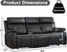 Power Recliner Sofa Set with Flip Middle Backrest, Living Room Furniture Sets, Leather 3 Seater Reclining Sofa Couch with Ambient Lighting, Cup Holders, Side Pocket for Living Room, Black