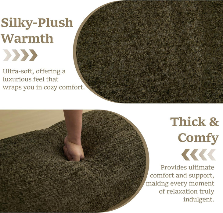 58.7" End of Bed Bench Upholstered Modern Bedroom Bench for Living Room & Entryway, Easy Assembly, Footrest Ottoman Accent Window Bench with Solid Wood Frame & Curved Arm, Green