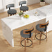 Swivel Bar Stools Set of 4, 26" Upholstered Faux Leather Counter Height Bar Stools with Back and Bentwood Legs, Mid Century Modern Bar Chairs Island Stools for Kitchen Counter, Dark Grey
