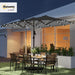 14.4Ft Large Patio Umbrella with 36 Solar LED Lights, Double Sided Outdoor Umbrella with Base Included