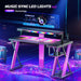 Computer Desk with Music Sync Light, Flow Vibe Corner Desk with Monitor Stand and PS5 Storage Shelves, Cup Holders, and Headset Hooks for Bedroom Small Space (Black Purple, 57 Inch)
