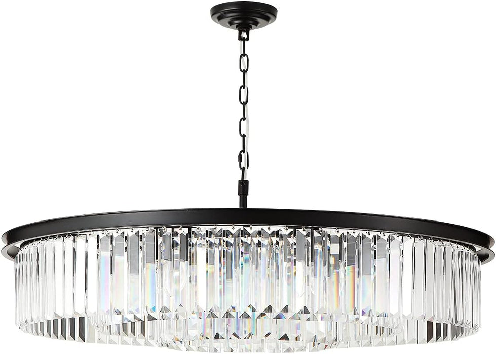 Black 39 Inch Crystal Chandelier Contemporary Lighting
