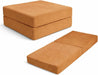 2-Piece Modular Corduroy Ottoman – Boneless Convertible Floor Sleeper & Guest Seating Mat – Pet-Friendly, High-Density Certipur-Us Foam, Washable Covers, Anti-Slip Base – Orange