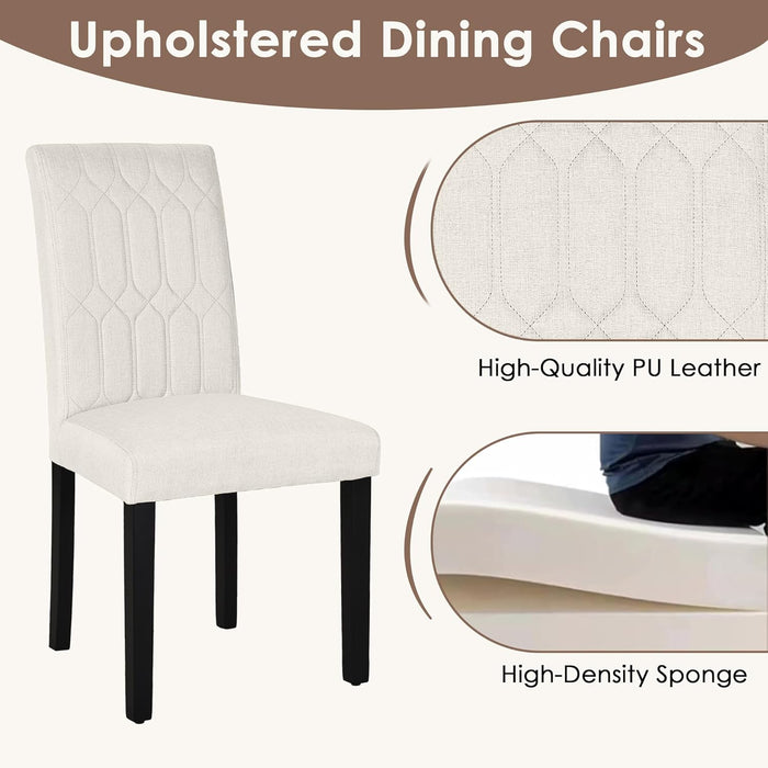 Upholstered Dining Chairs Set of 4, Modern Accent Parsons with Comfort Seat, Solid Wood Legs W/Rubber Footpads, for Living Room Kitchen, Beige