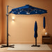 10Ft Solar LED Cantilever Patio Umbrella, 360-Degree Rotation Hanging Offset Market Outdoor Sun Shade for Backyard, Deck, Poolside W/Lights, Easy Tilt, Cross Base - Navy Blue