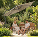 10FT Offset Patio Umbrella, Cantilever Hanging Umbrella with Infinite Tilt, Fade-Resistant Water-Repellent Canopy & Cross Base for Yard, Garden & Deck