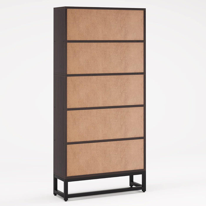 Tall Bookcase and Bookshelf, 70.8” Large Bookcases Organizer with 5-Tier Storage Shelves, Heavy Duty Free-Standing Library Bookshelf Shelving Unit for Living Room, Bedroom (Sandalwood)