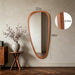 48" H X 22" W Asymmetrical Mirror, Irregular Wooden Wall Mirror Full Length, for Bedroom, Living Room,Entryway– Boho Mid-Century Modern Decorative Mirror, Solid Wood Frame(Walnut)