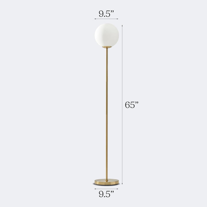 Brass Gold LED Floorstanding Luminaire Frosted Globe