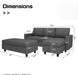 Dark Grey Sectional Sofa L-Shaped Couch with Ottoman