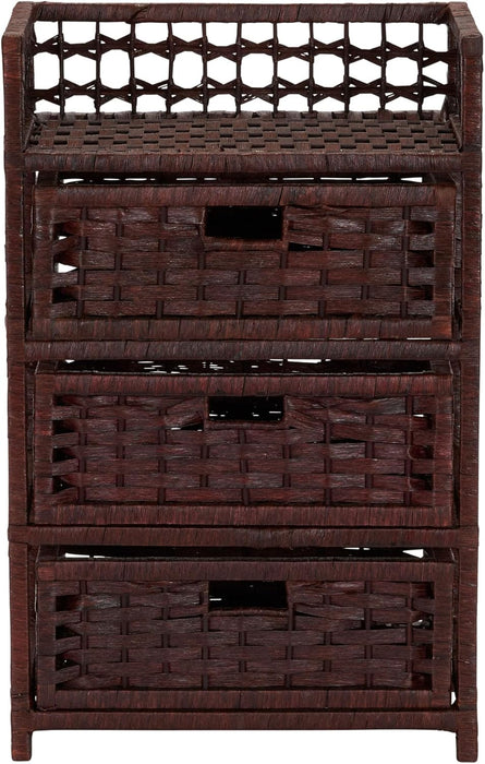 Woven 3 Drawer Chest with Cutout Handles