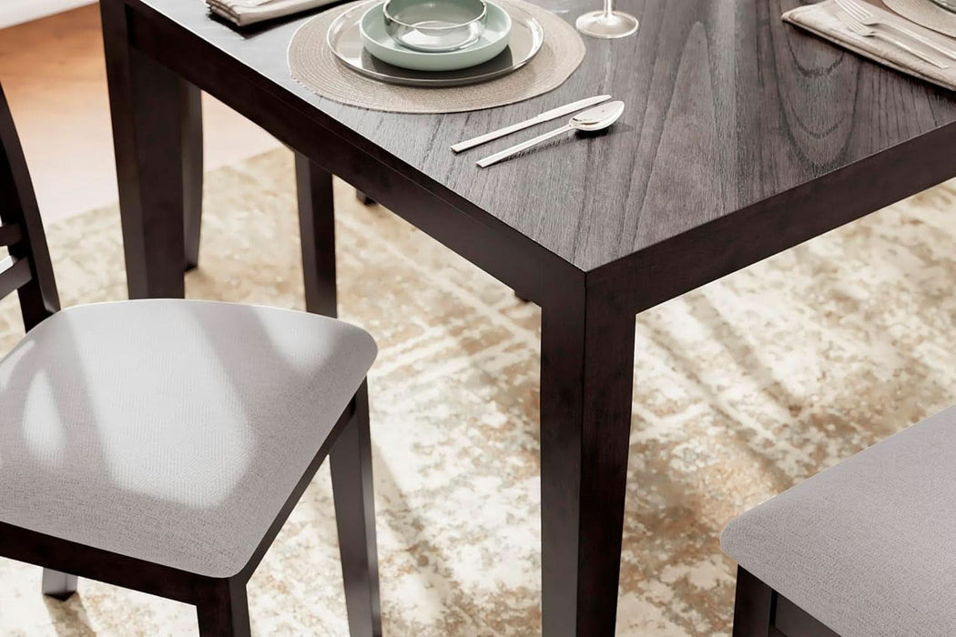 Langwest Dining Room Table Set, 4 Upholstered Chairs and Bench, Seats 6, Cushioned Seats, Wood, Cherry Brown