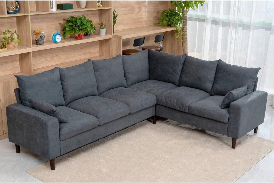 Modern Sectional Sofa Living Room Sets 6 Seats Corner Couches Linen Fabric Modular Sofa Sectional Sets L Shape Furniture Couch Sets with Pillows