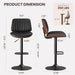 Bar Stools Set of 1, Adjustable Counter Height Bar Chairs 26"-34.5" with Swivel & Footrest, Modern Faux Leather Barstools for Kitchen Island, Dining Room,Pub,Black