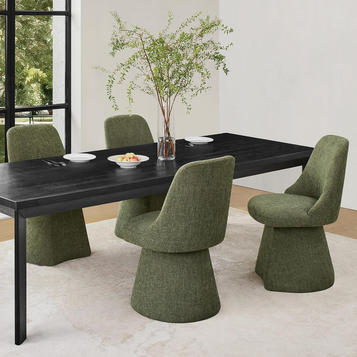 Swivel Dining Chairs Set of 2, Upholstered Mid Century Modern Deskchair with High Back, Linen Fabric Kitchen Chairs for Dining Room, Bedroom, Dressing Room, Green