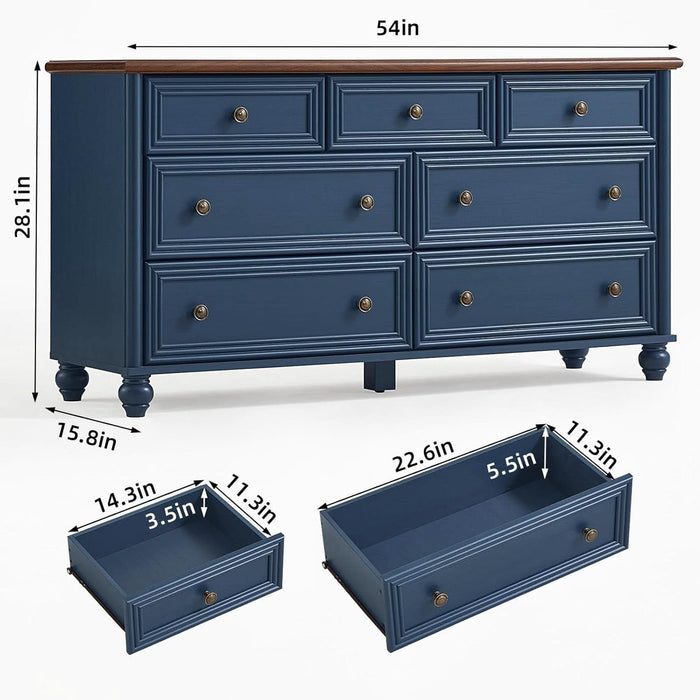 FiftyFourInch Industrial Rustic Oakwood Dresser With Drawers