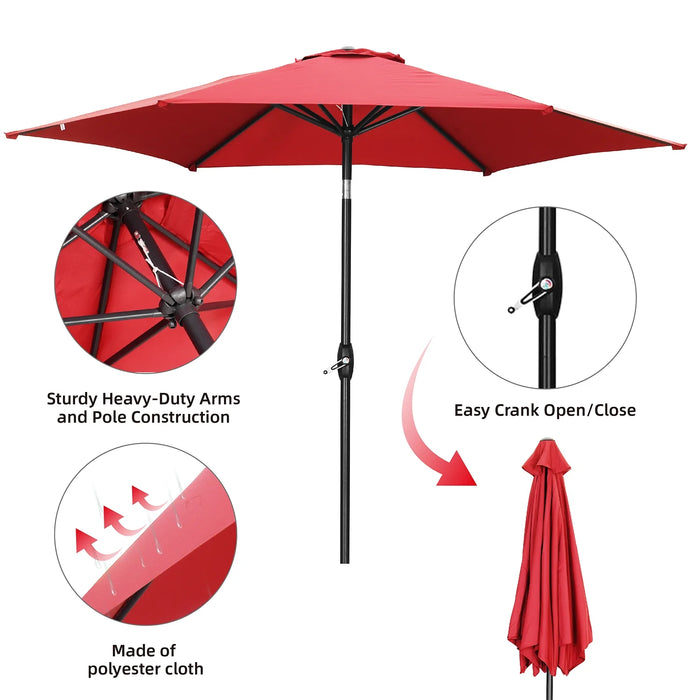 9Ft Patio Umbrella Outdoor Portable Table Market Umbrella with Push Button Tilt/Crank Waterproof Uv-Proof, Burgundy