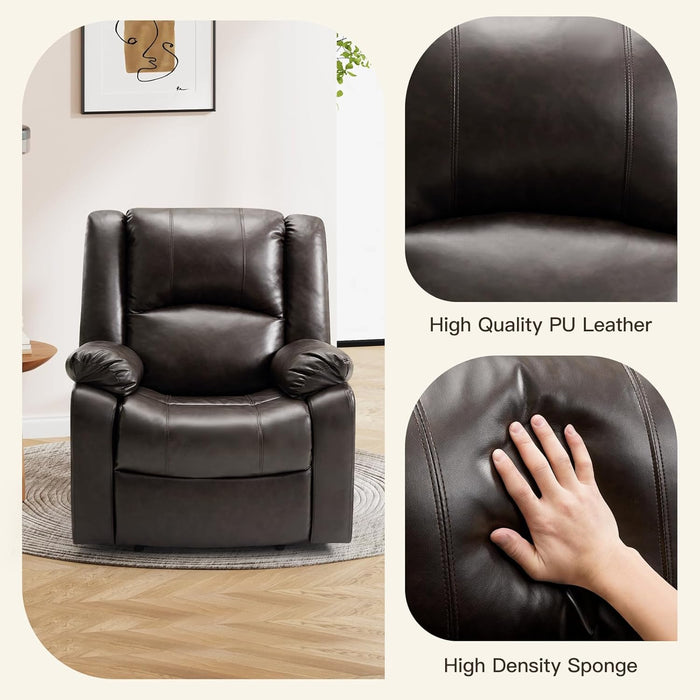 Brown Leather Recliner with Lumbar Support