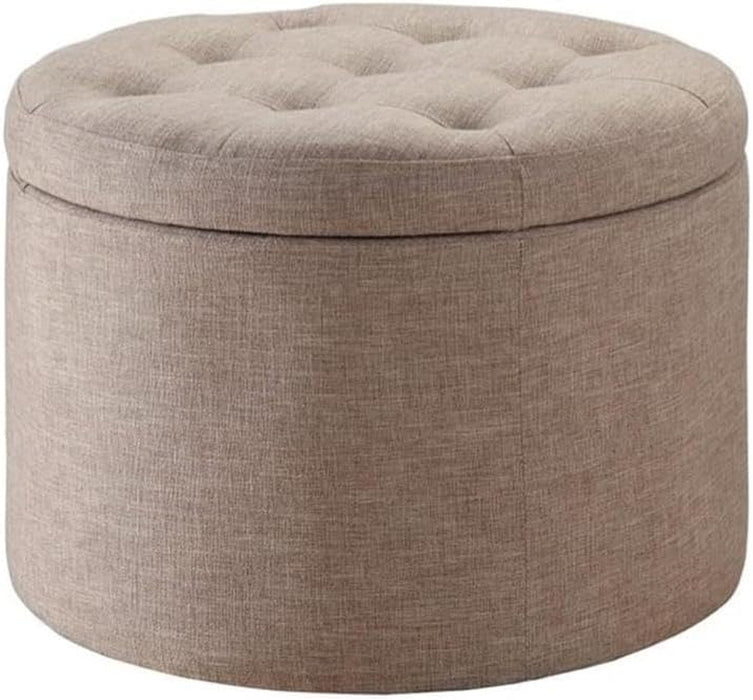 Designs4Comfort round Shoe Ottoman, Tan Fabric