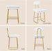 Bar Stools Set of 4, Counter Height Barstools with Removable Backrest, Padded Seat and Metal Legs, PU Leather Upholstered Bar Chairs for Kitchen, Island, White