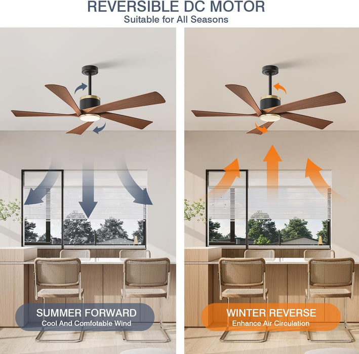 52 Inch Indoor Outdoor Ceiling Fan With Dimmable Led Lights