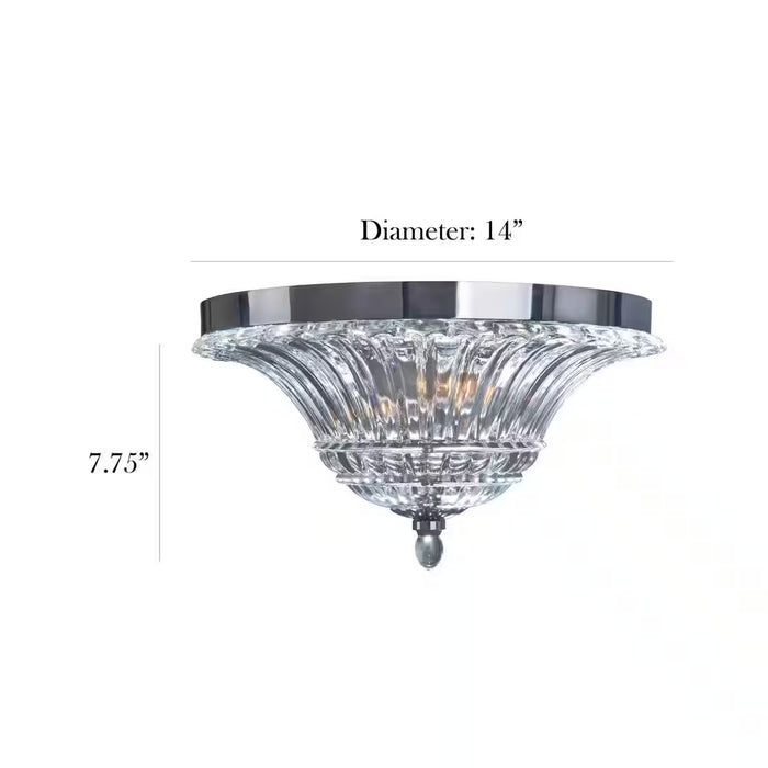 Glacier Petal Glass 2-Light Chrome Ceiling Flush Mount