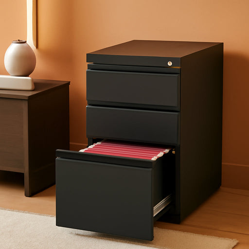 3-Drawer Vertical File Cabinet, Letter Size, Lockable, Black
