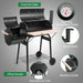 Charcoal Grill and Offset Smoker, Outdoor Patio Barbecue Cooker with Wheels, Portable Backyard BBQ Oven with Side Fire Box for Camping, Picnic, Party