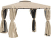 10' X 10' Patio Gazebo, Aluminum Frame Double Roof Outdoor Gazebo Canopy Shelter with Netting & Curtains, for Garden, Lawn, Backyard and Deck, Khaki
