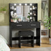 Vanity Desk With Extended Mirror Black PowerOutlet