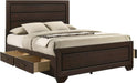 Home Furnishings - Kauffman - Wood - Queen Platform Bed with Horizontal Planked Headboard, 4 Drawers, and Side Storage - Bedroom - Dark Cocoa - 204390Q