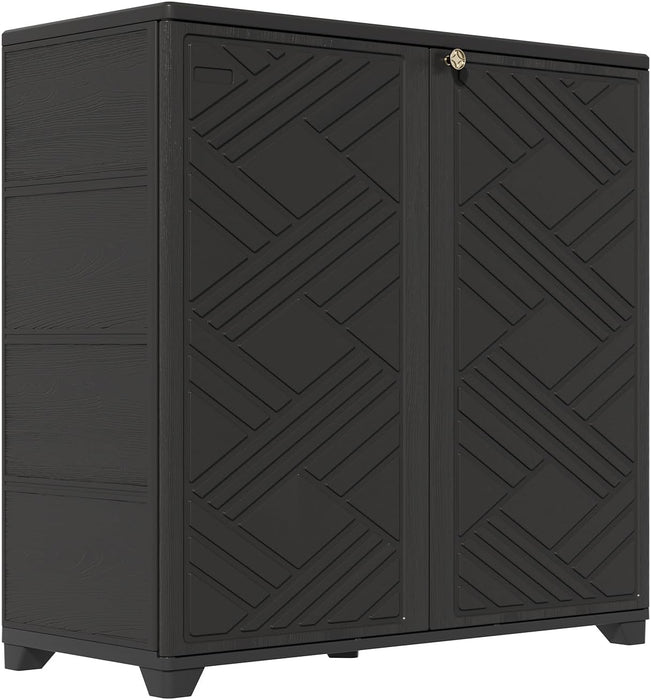 Outdoor Storage Cabinet With Doors Black 34x15x34