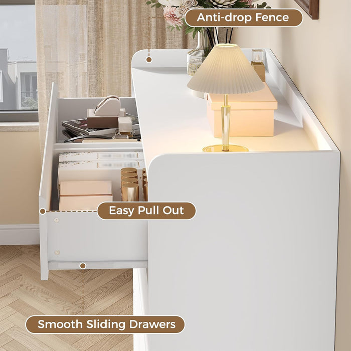 White Dresser for Bedroom, 8 Drawer Dresser Chests of Drawers