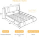 Queen Bed Frame with Iron Pieces Decor, Faux Leather, Black