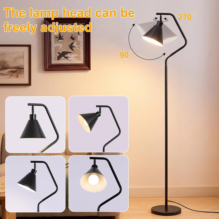 Vintage Floor Lamp for Bedroom,Adjustable-Iron Shade,12W Led Bulb
