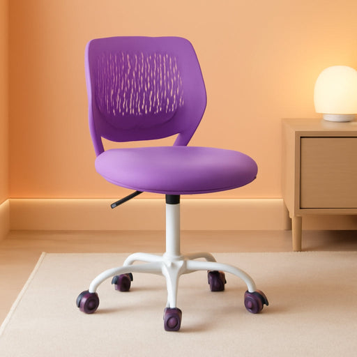 Kids Desk Chair, Adjustable Children Study Chair, Swivel Chair Armless Mesh Task Student Chair, Child Desk Chair with Adjustable Height & Lumbar Support Computer Chair (Purple)