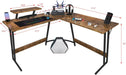 L Shaped Gaming Desk Computer Corner Desk PC Gaming Desk Table with Large Monitor Riser Stand for Home Office Sturdy Writing Workstation (Classical Brown, 51 Inch)