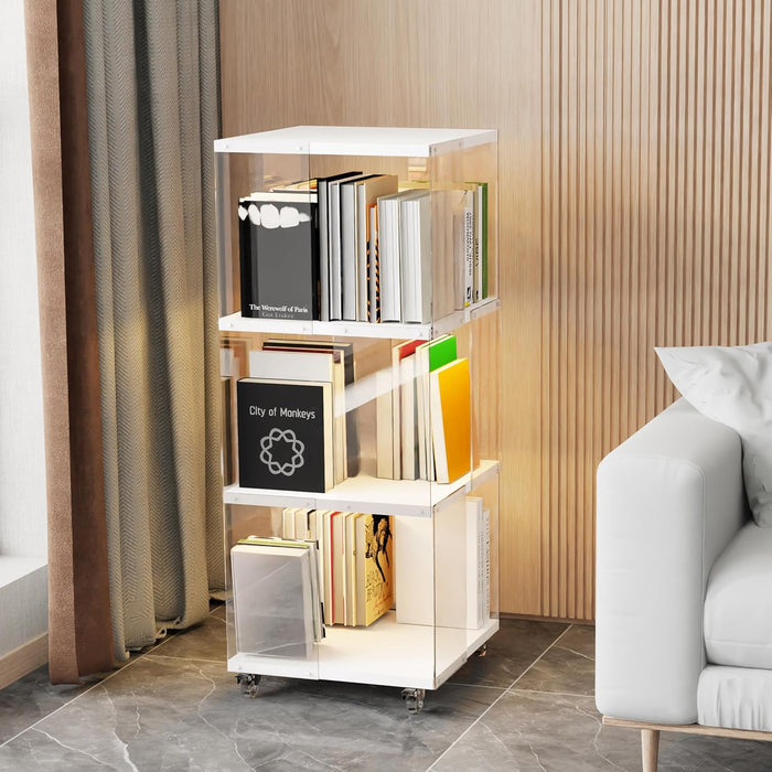Three Tier Rotating Bookshelf With Illuminated LED