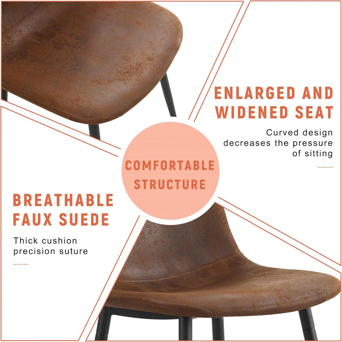 round Dining Table Set for 4, Wooden round Table 5-Piece with Modern Farmhouse Dining Table and 4 Suede Leather Chairs for Kitchen Dining Room, Wooden Table + 4 Brown Chairs