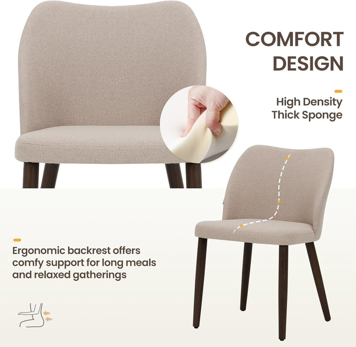 Wooden Dining Chairs Set of 4, Upholstered Kitchen Dining Room Chair, Modern Fabric Farmhouse Dinner Chair for Restaurant & Cafe, Camel