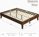 Queen Bed Frame Natural Solid Wood Platform Bed with Wooden Slats Support, 7.3-Inch Underbed Space for Storage, Noise-Free Design, Easy Assembly, Dark Walnut Finish
